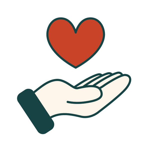 icon of hand with heart. 