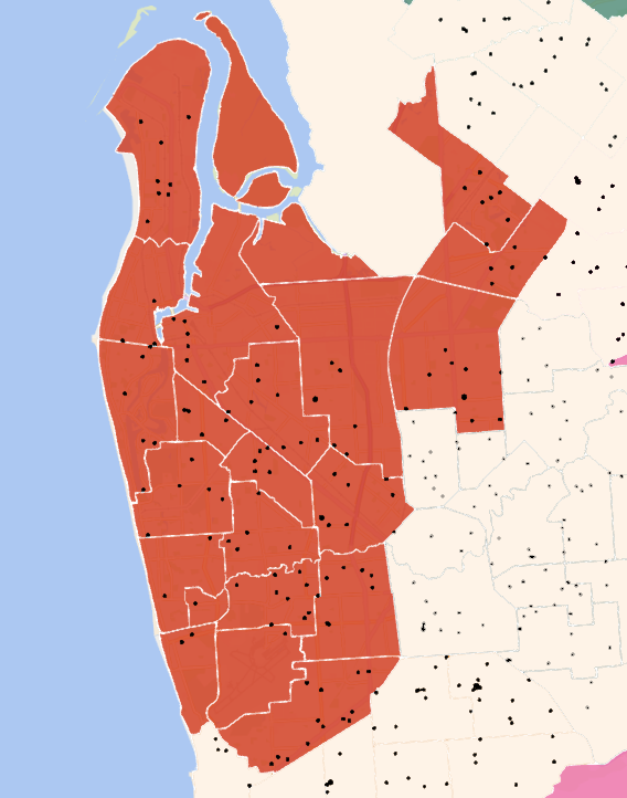 A map colouring region 2 of Local Teams