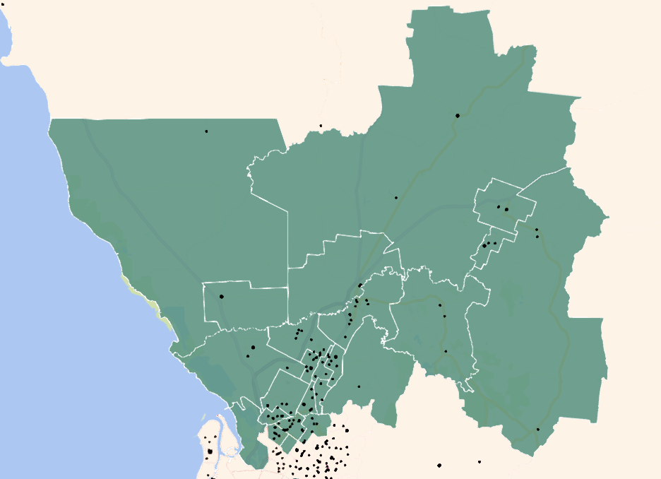 A map colouring region 5 of Local Teams