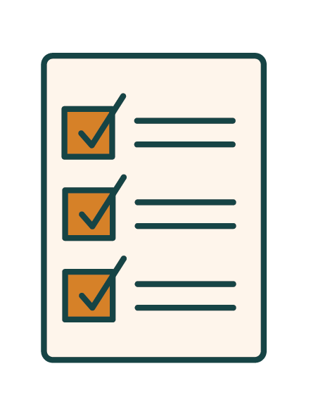 An icon of a checklist with 3 ticks